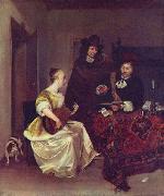 Gerard ter Borch the Younger, A Woman playing a Theorbo to Two Men